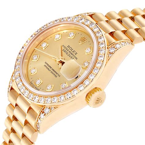 rolex datejust gold diamonds|rolex datejust with diamonds price.